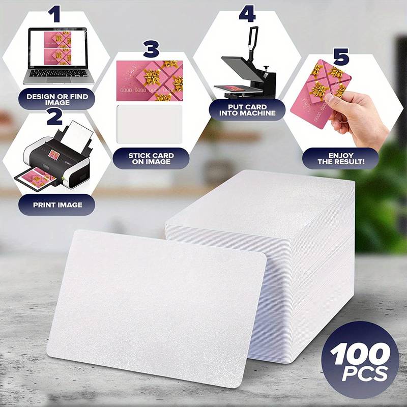 100pcs Metal Business Card Blanks - Printable Business Cards Sublimation  Blanks Name Cards - White Blank Business Cards Customize For Promotion Gift  C